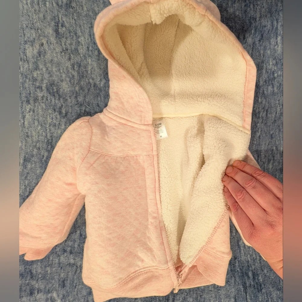 Carter's 3-6M Light Pink Kids Hoodie with Bear Ears